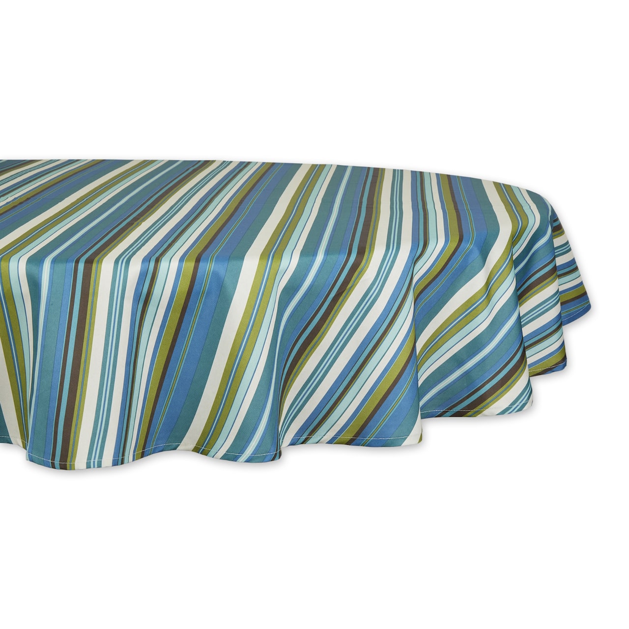 Beachy Stripe Print Outdoor Tablecloth, 60" Round